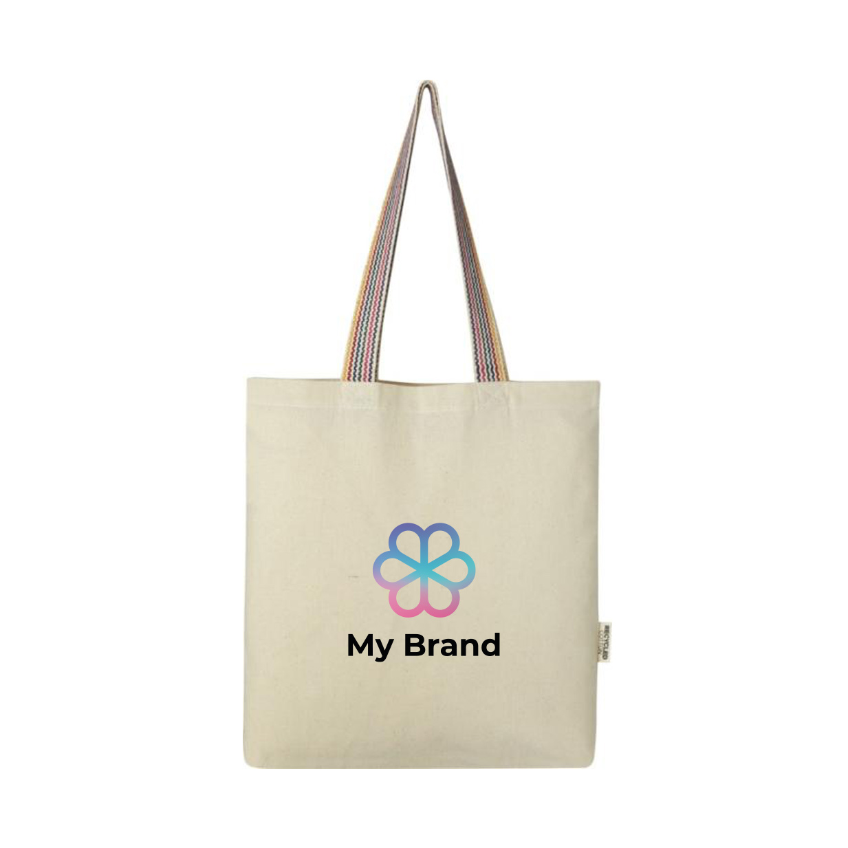 Recycled tote bag with rainbow handles, 180 g/m²