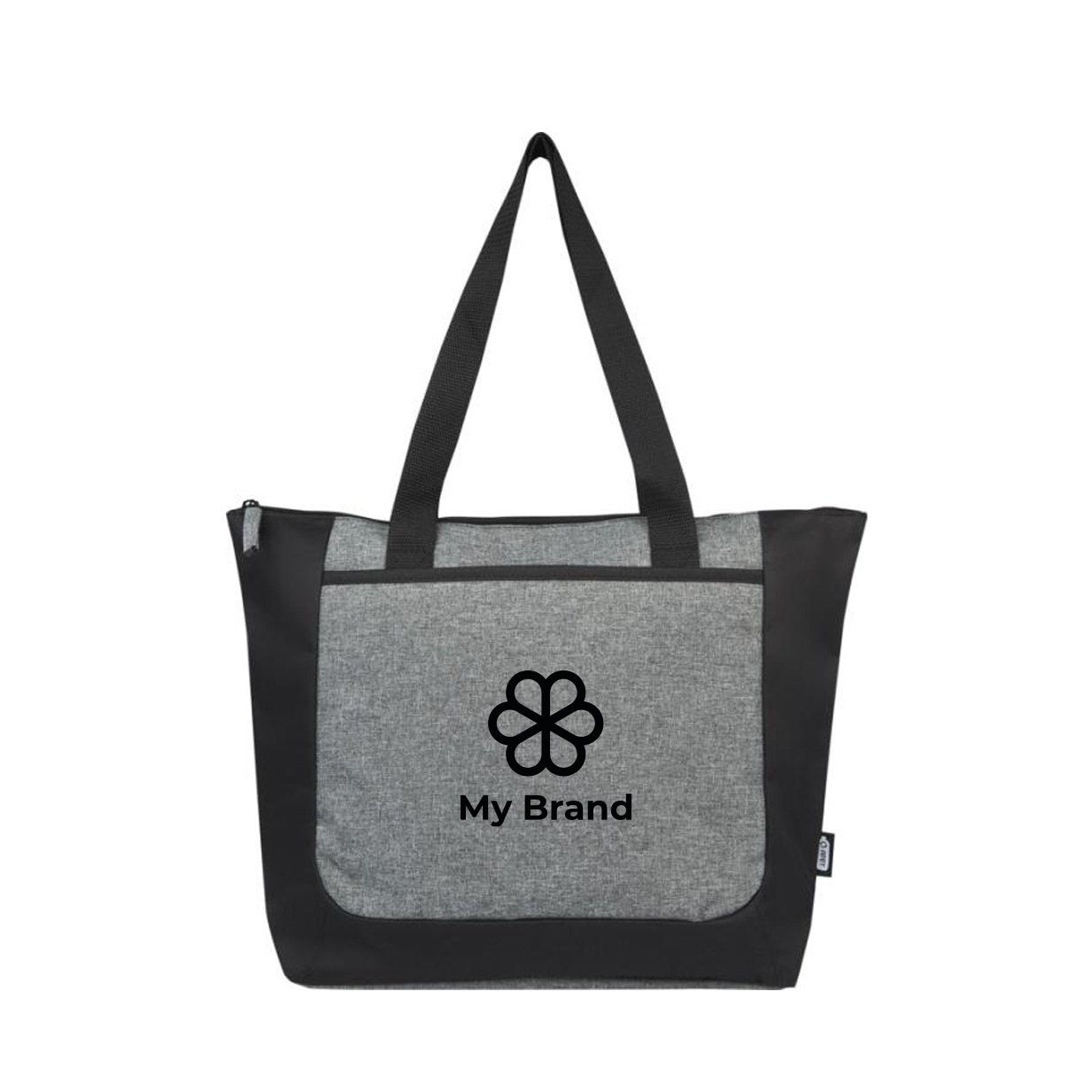 Recycled tote bag with pocket and zipper