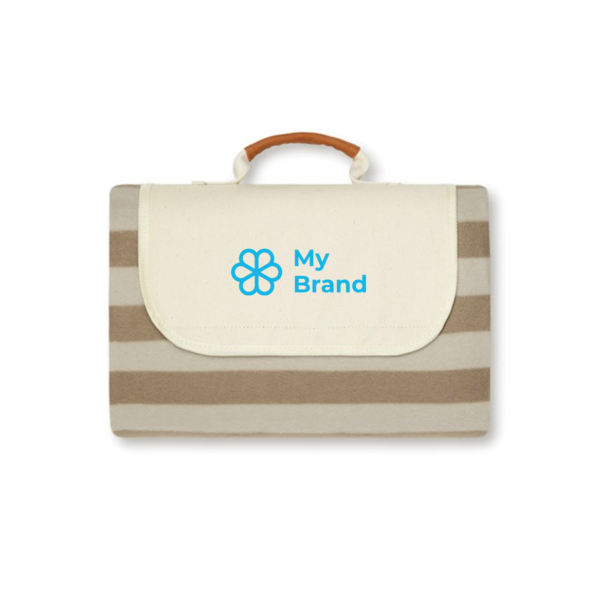 Foldable RPET picnic blanket with synthetic leather details