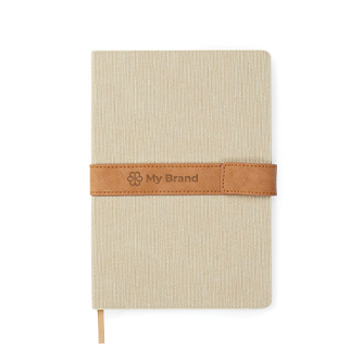 Recycled canvas notebook with magnetic strap, A5, ruled pages