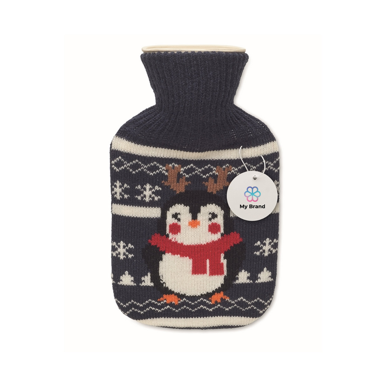 Hot water bottle with Christmas cover, 250ml capacity