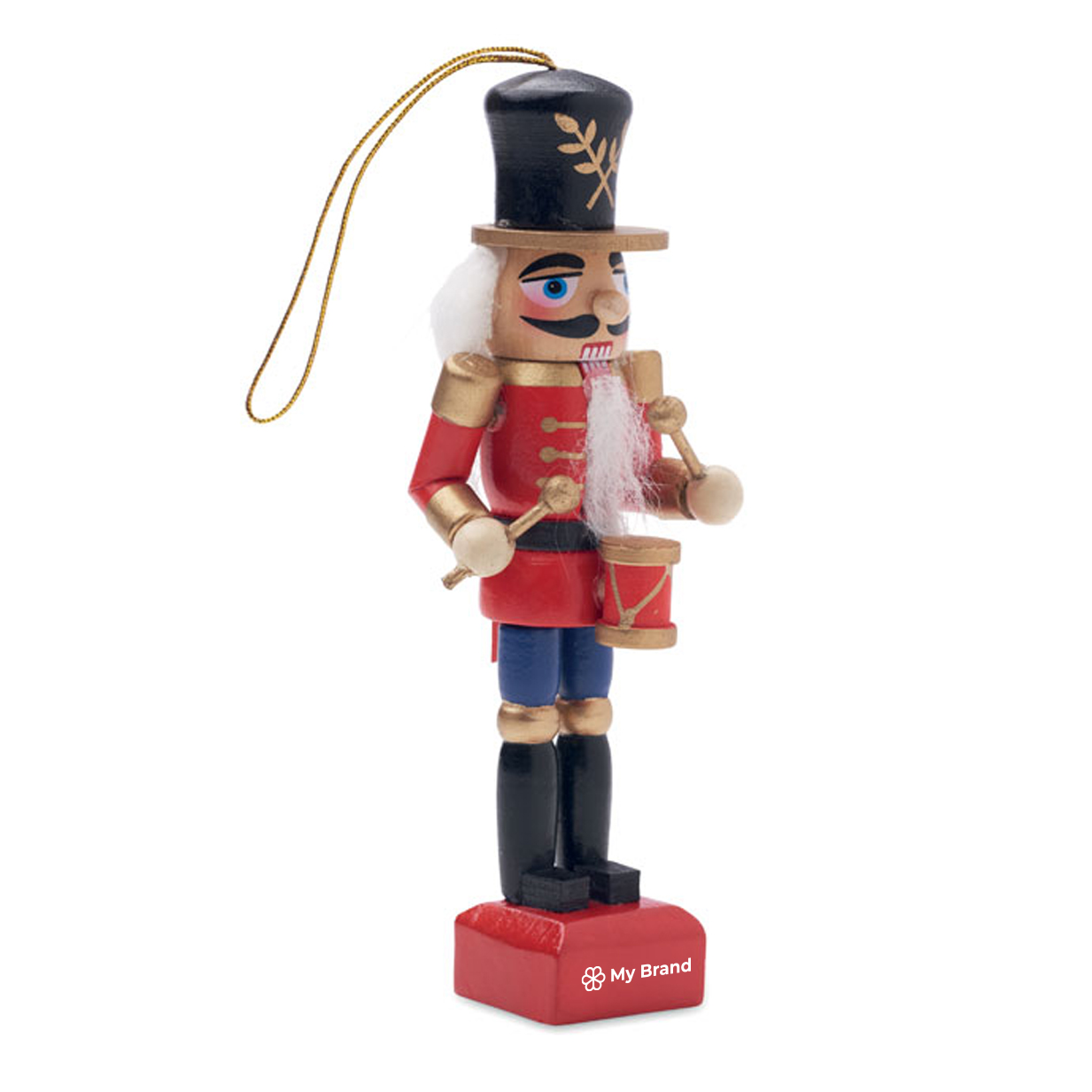 Wooden Christmas ornament in small classic nutcracker shape