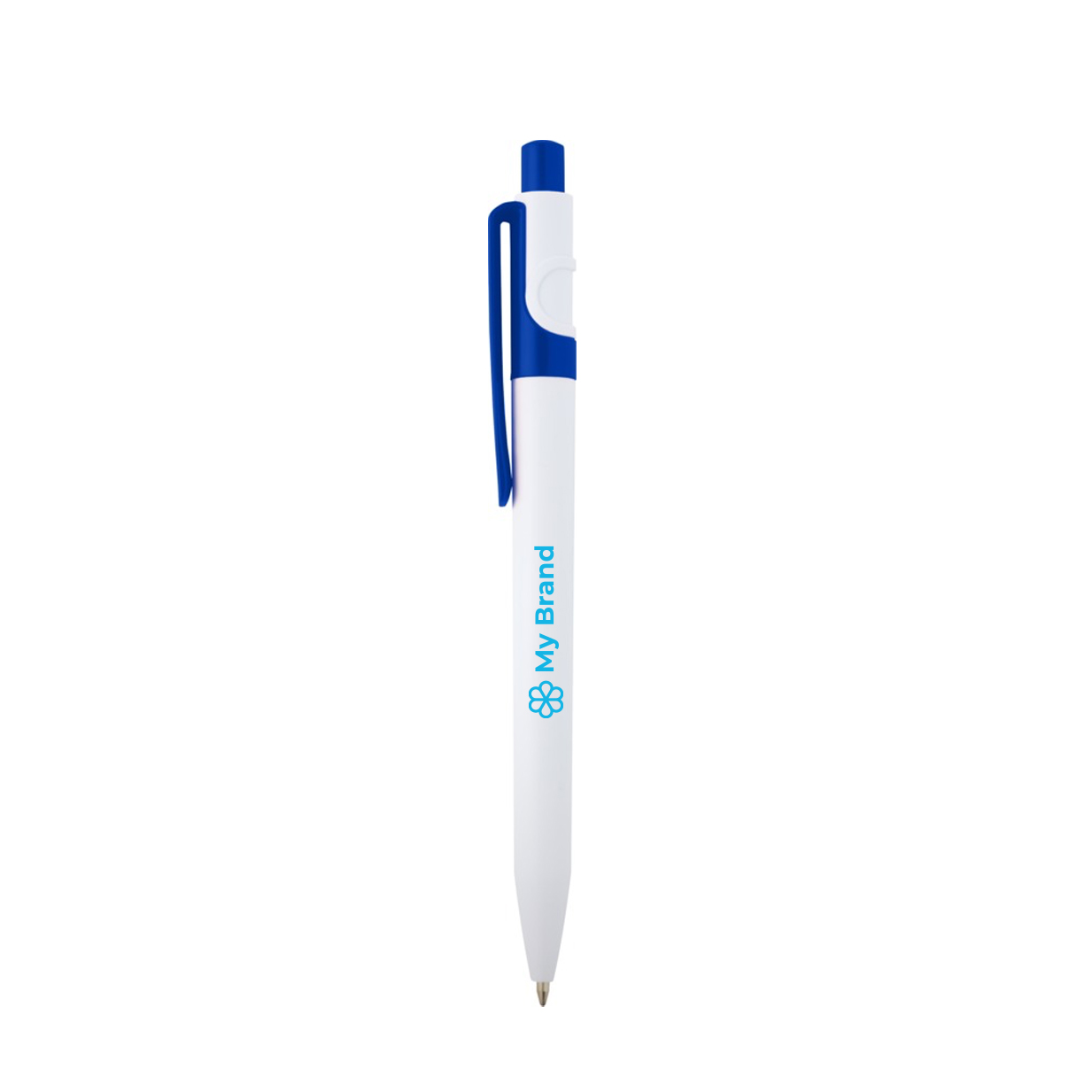 Sophisticated two-tone recycled plastic pen, blue ink