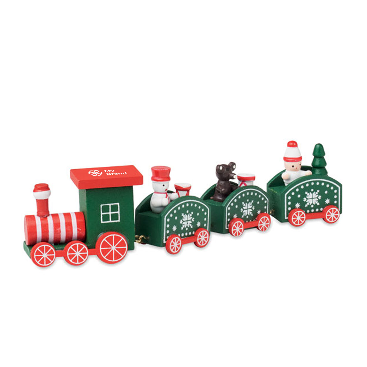 Printable wooden Christmas train, figurines
