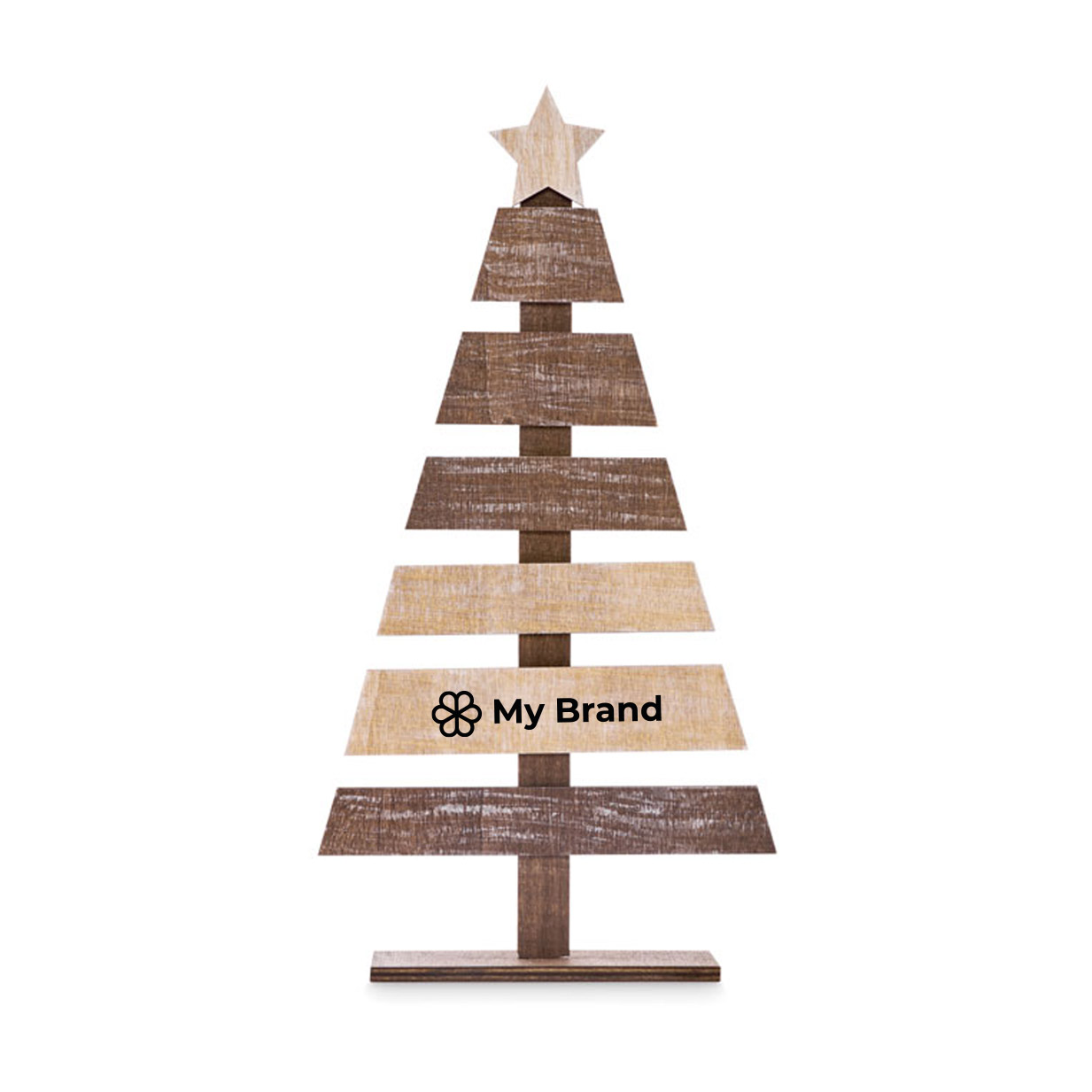 Printable Christmas tree decoration, wooden