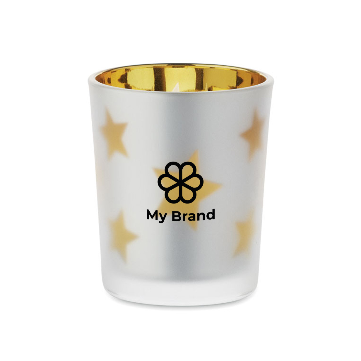 LED candle, glass jar, Christmas stars